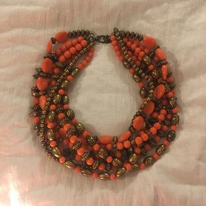 Amrita Singh Orange Chunky Necklace and Bracelet